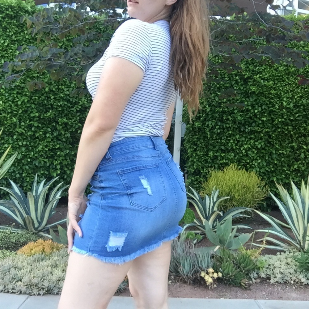 NWT Wax Jean Distressed Denim Jean Mini Skirt